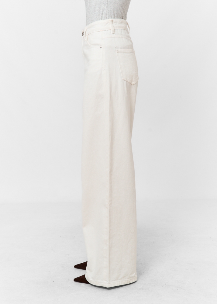 Wide leg classic jeans ecru