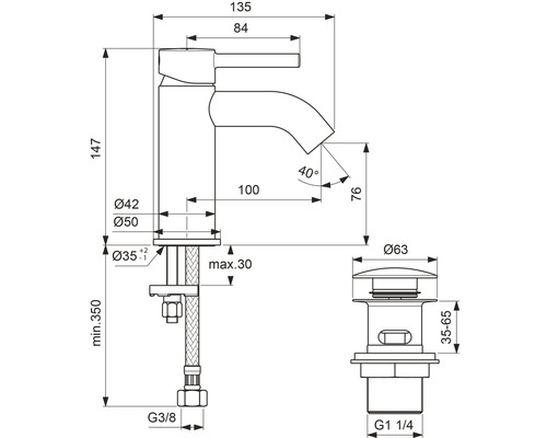 Ideal Standard CERALINE chroom wastafelkraan BC822AA