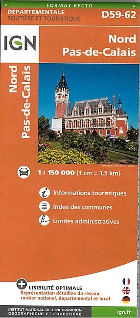 IGN - D59 62 NORD PAS DE CALAIS ECHELLE 1 150 000