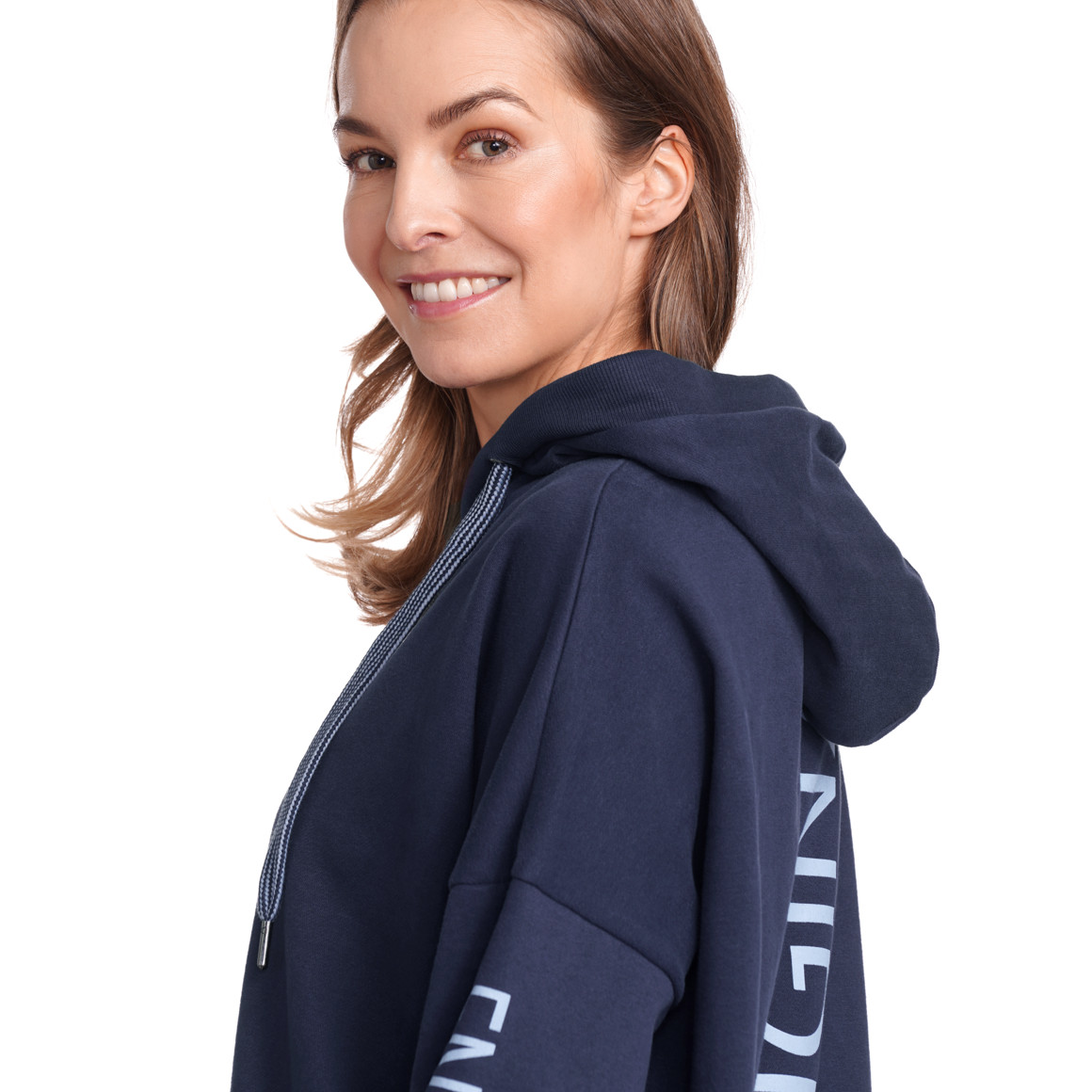 Gina Damen Hoodie mit Message-Print dunkelblau