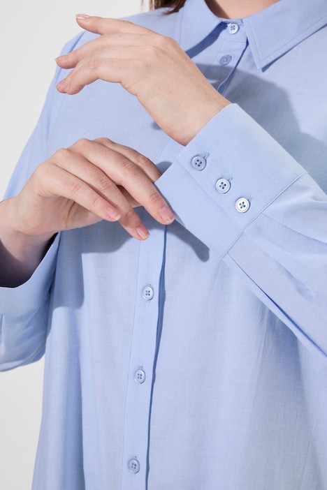 Hemdbluse, Volantsaum, Hemdkragen, Langarm, Biobaumwolle