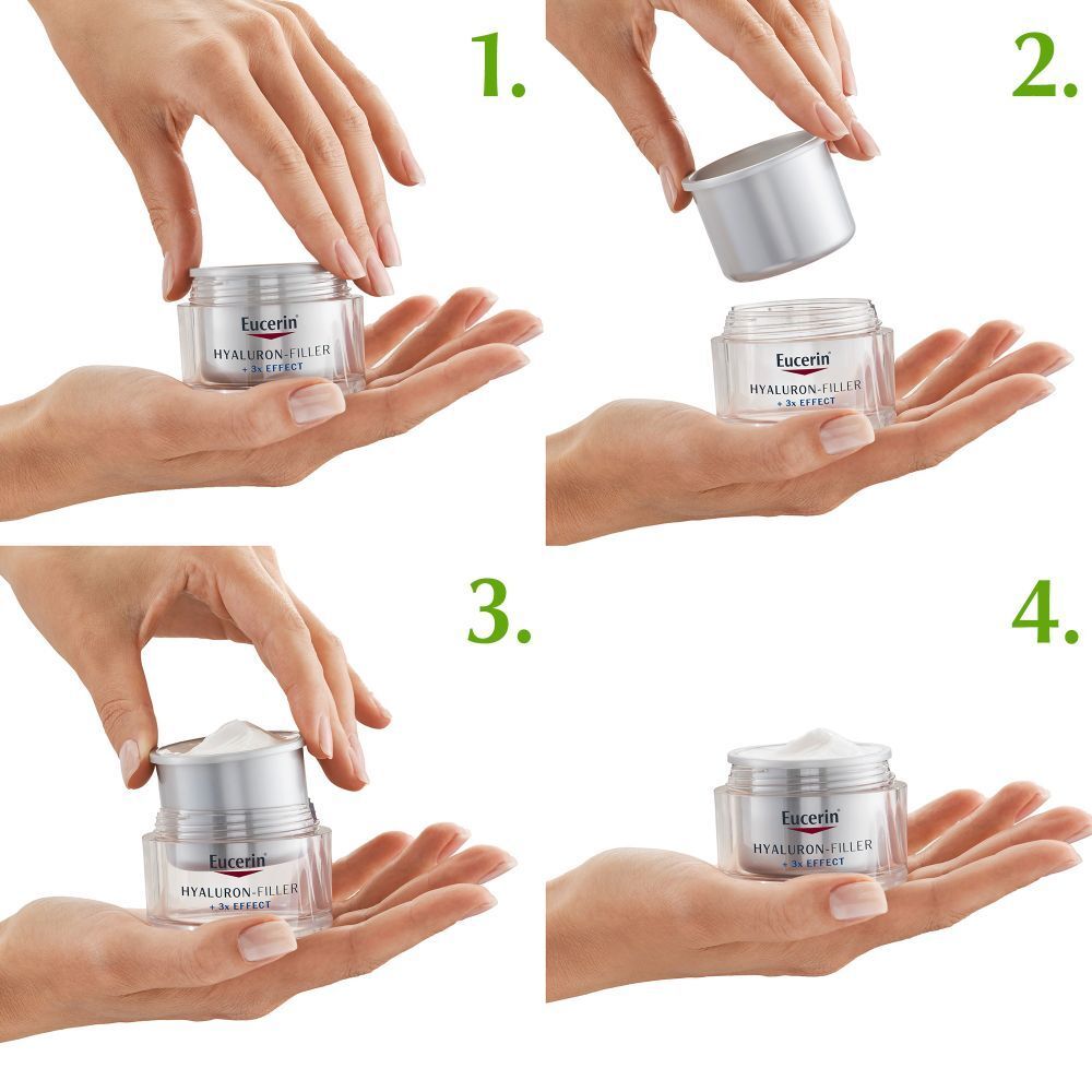 Eucerin® HYALURON-FILLER + 3x Effect Tag LSF 15 trockene Haut Nachfüllkapsel – Dreifach-Wirkung gegen tiefe Falten – antioxidative Tagescreme mit Hyaluronsäure und Saponin für sehr trockene Haut