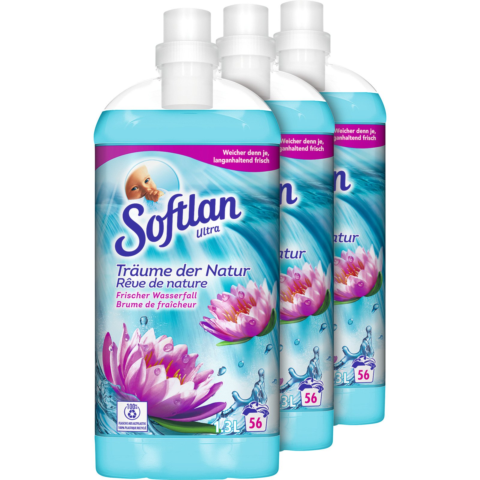 Softlan Ultra Weichspüler Träume der Natur Frischer Wasserfall 3 x 1,3 l