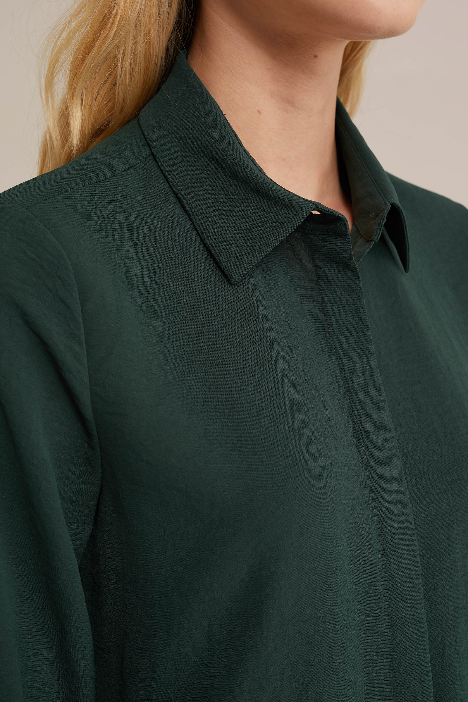 blouse met fijne structuur WE Fashion Donkergroen
