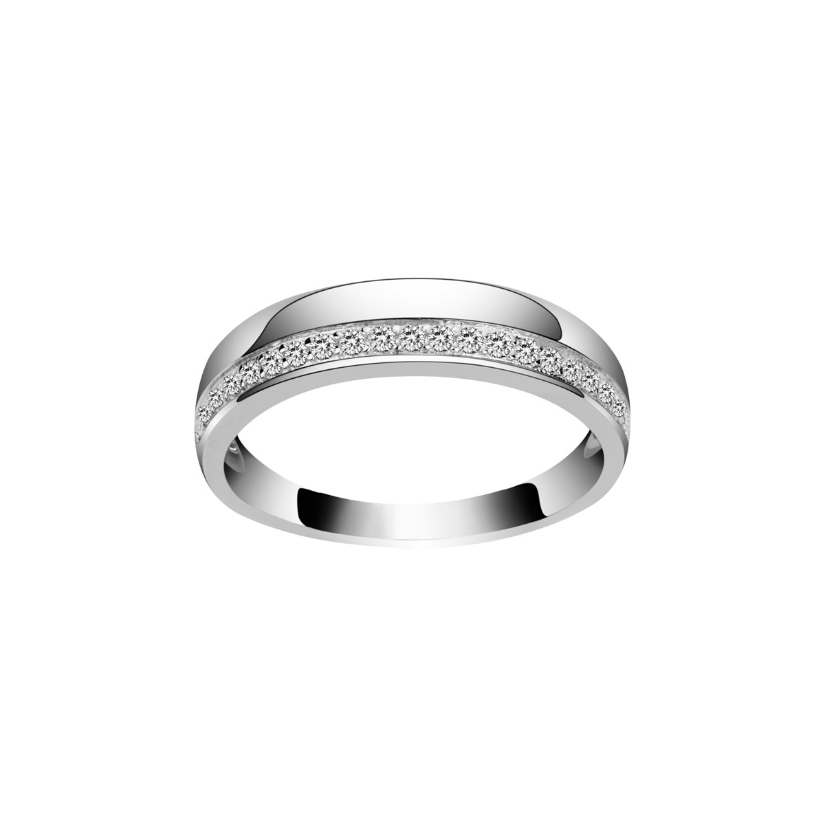 Alliance en Argent avec oxyde de zirconium blanc