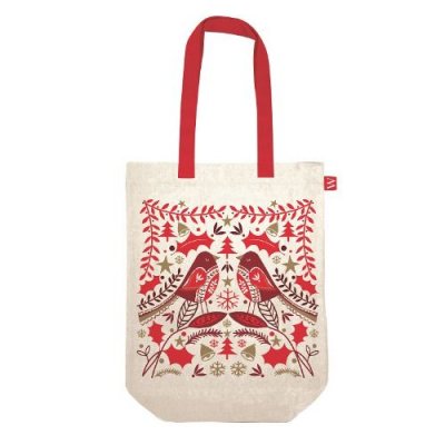 Scandi Robin Christmas Cloth Bag