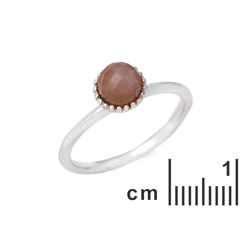 Bague Pierre de Lune Rose boule 6mm argent