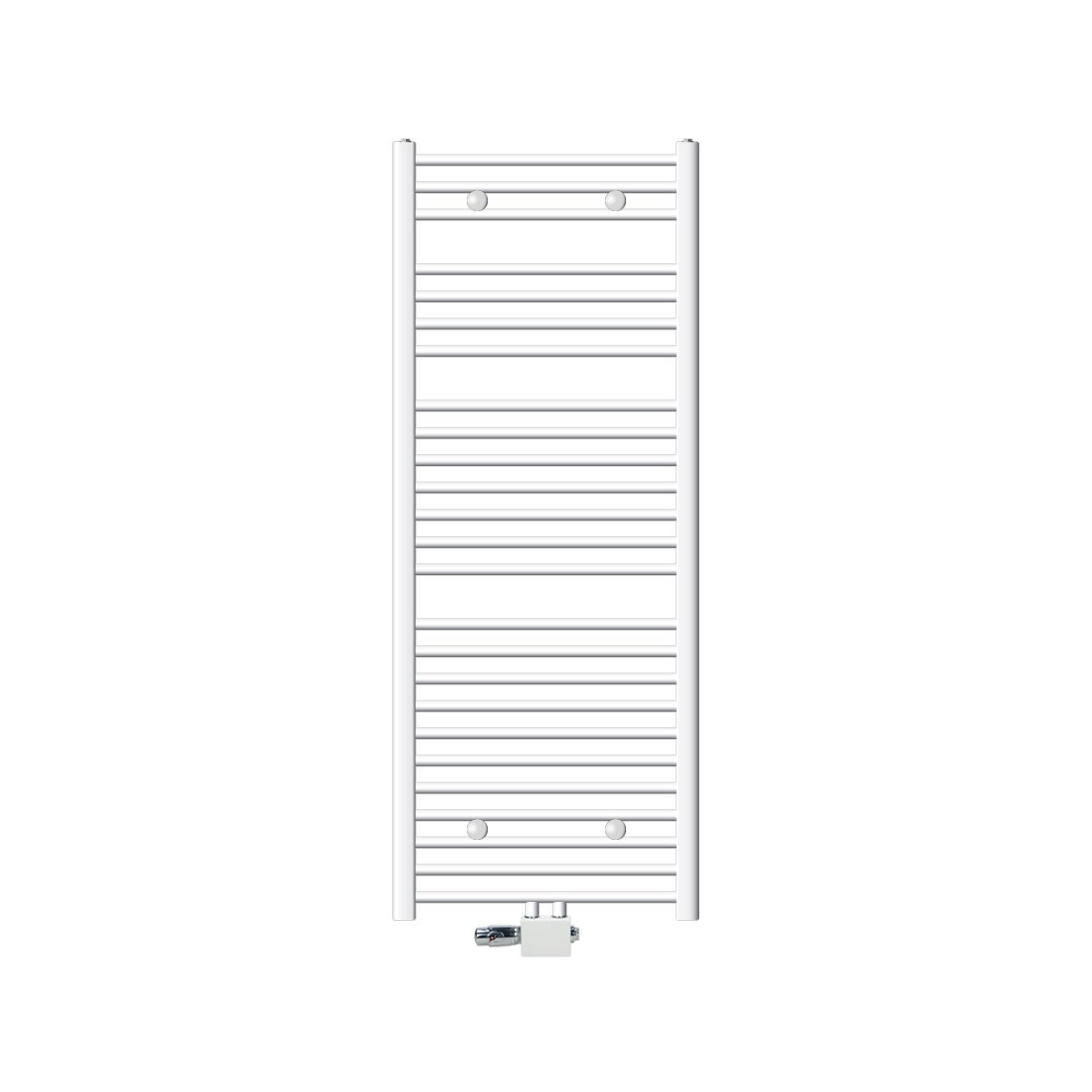 ECD Germany Badkamerradiator, Middenaansluiting, 600 x 1500 mm, Wit, Recht, met Thermostaat en Aansluitset, Universele Hoek- en Doorloopvorm, Wit - Radiator, Verwarming, Handdoekwarmer, Handdoekdroger