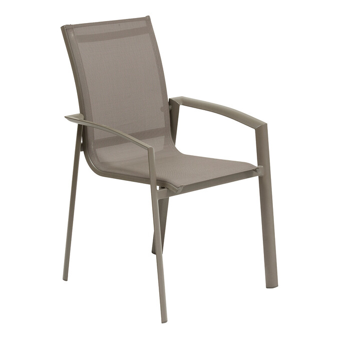 Ensemble table de jardin extensible VOLUPTY + 12 fauteuils AXANT Sarrasin & Café