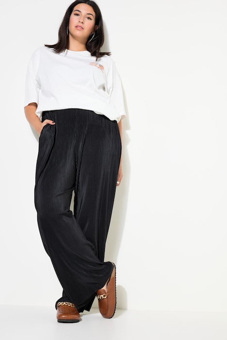 Hose, Wide Legs, High Waist, Plissee