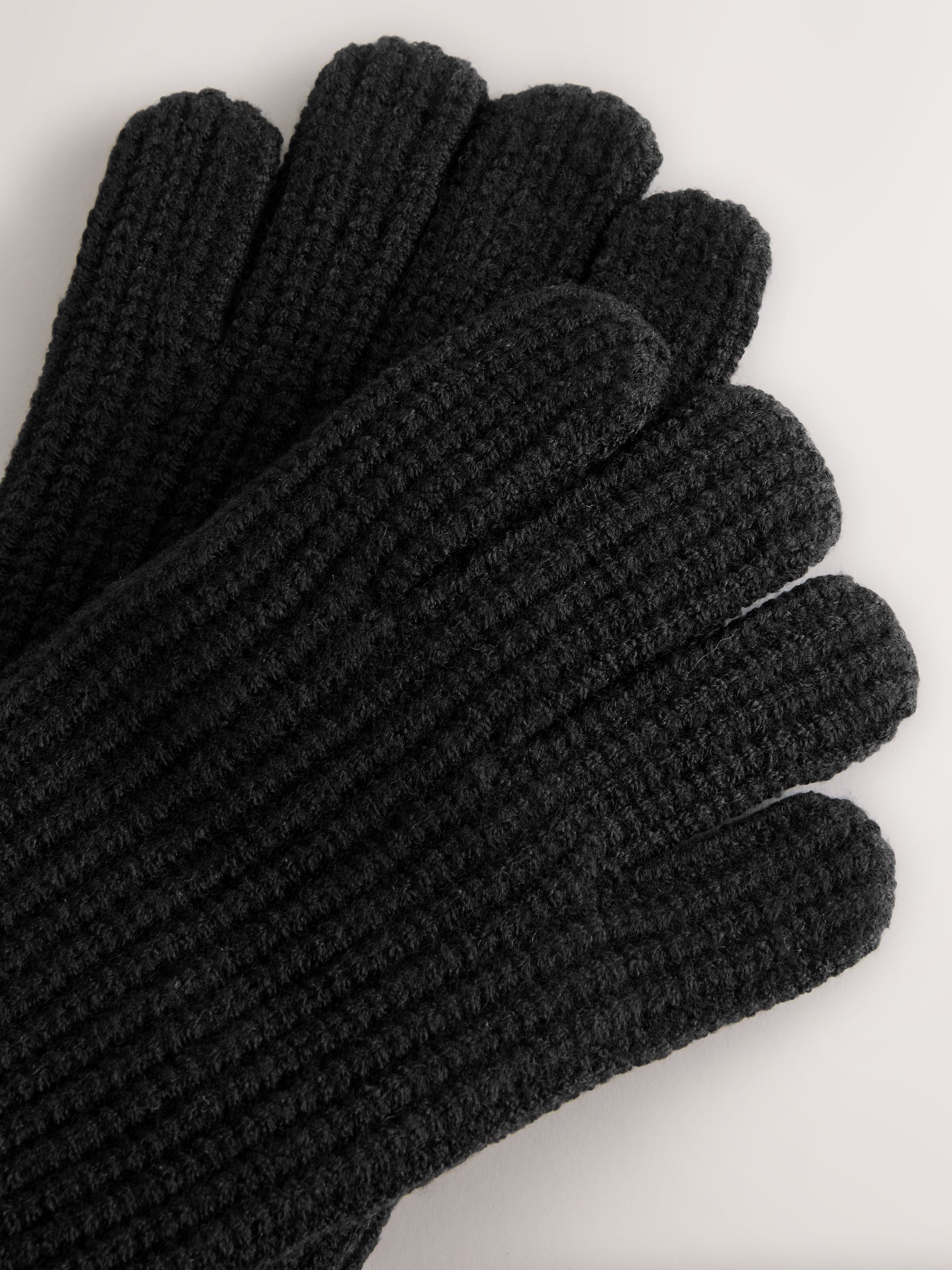 Zwart - Knitted Gloves (3-16yrs)