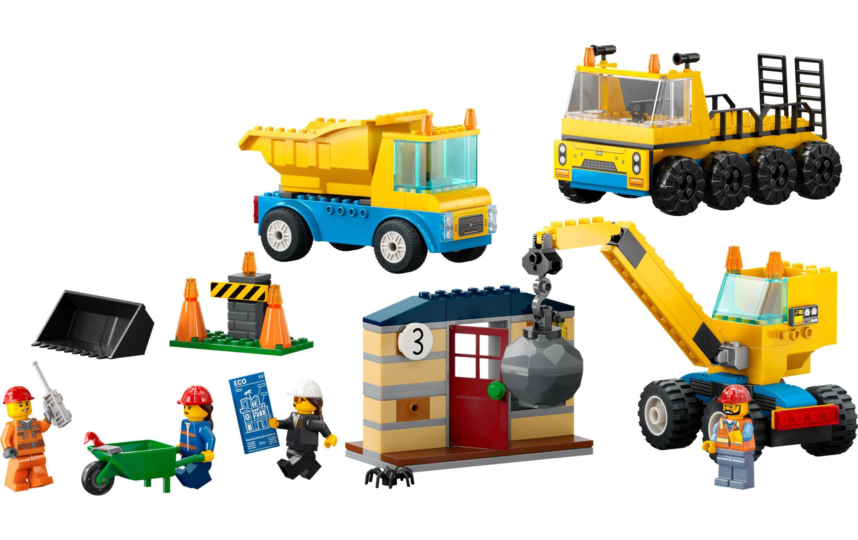 City Baufahrzeuge und Kran mit Abrissbirne 60391Bau- und Spielset