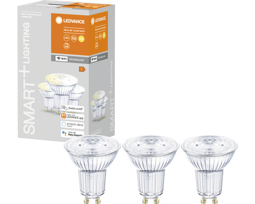 Ledvance Smart WIFI LED-lampen, dimbaar, PAR16/PAR51 GU10/5W (40W), mat, 350 lm, 2700 K warm wit, 3-pack