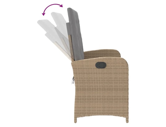 VIDAXL - Banc de jardin Banc inclinable de jardin avec coussins beige résine tressée