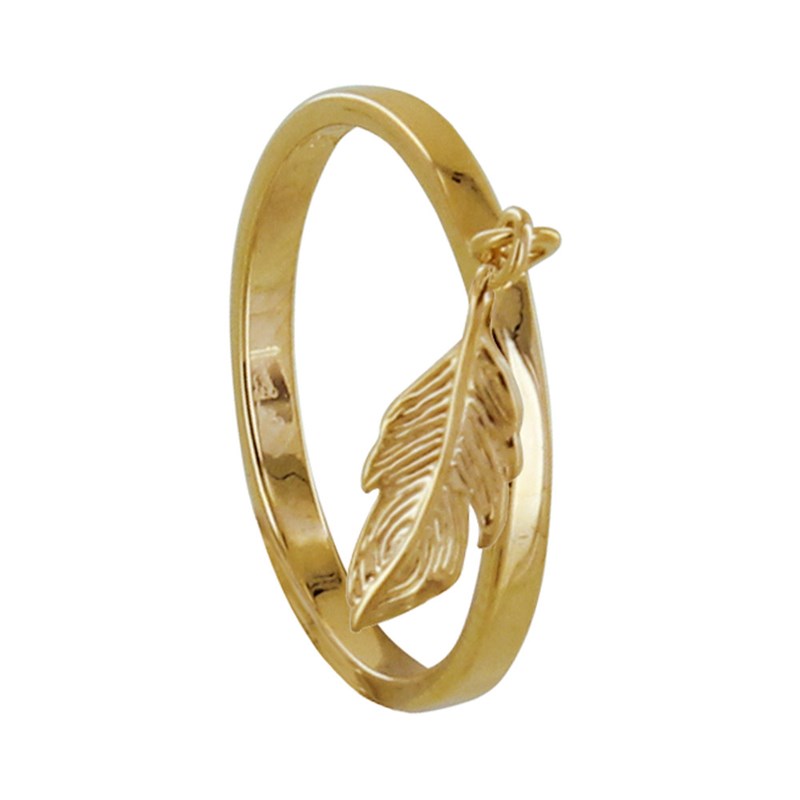 Bague Plaqué Or Breloque Plume