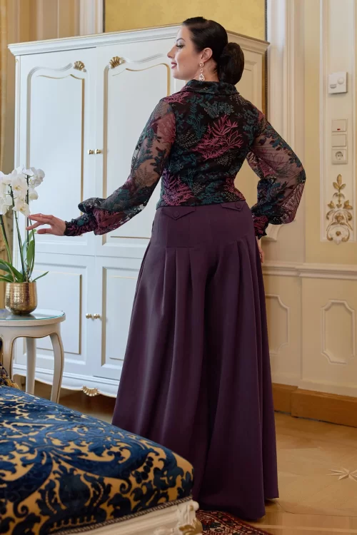 Miss Candyfloss Calgary Bo palazzo pantalon in aubergine