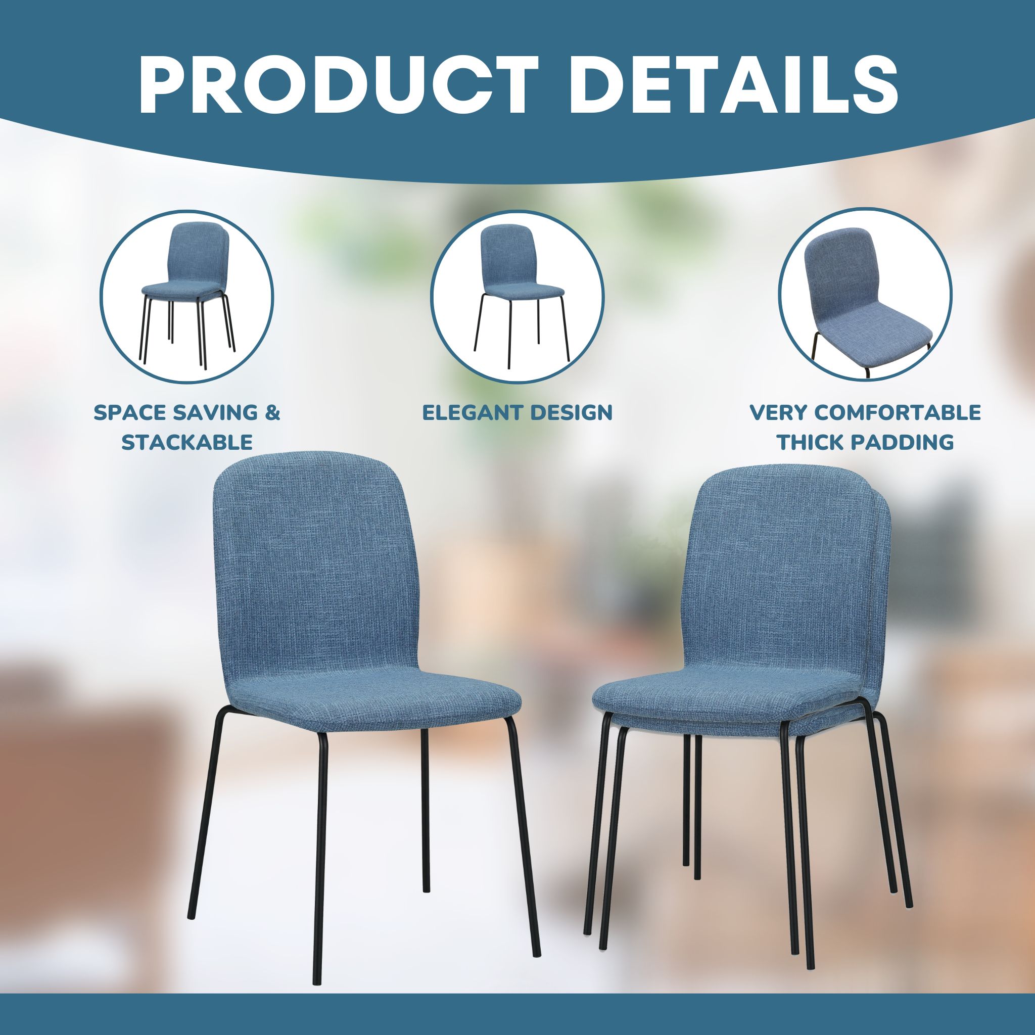 Albatros Esszimmerstühle 4er Set ENNA, braun - stapelbar, bequemer Polsterstuhl - Eleganter Küchenstuhl, Stuhl Esszimmer oder Esstisch Stuhl, Konferenzstuhl , Stückzahl:4, Farbe:Braun