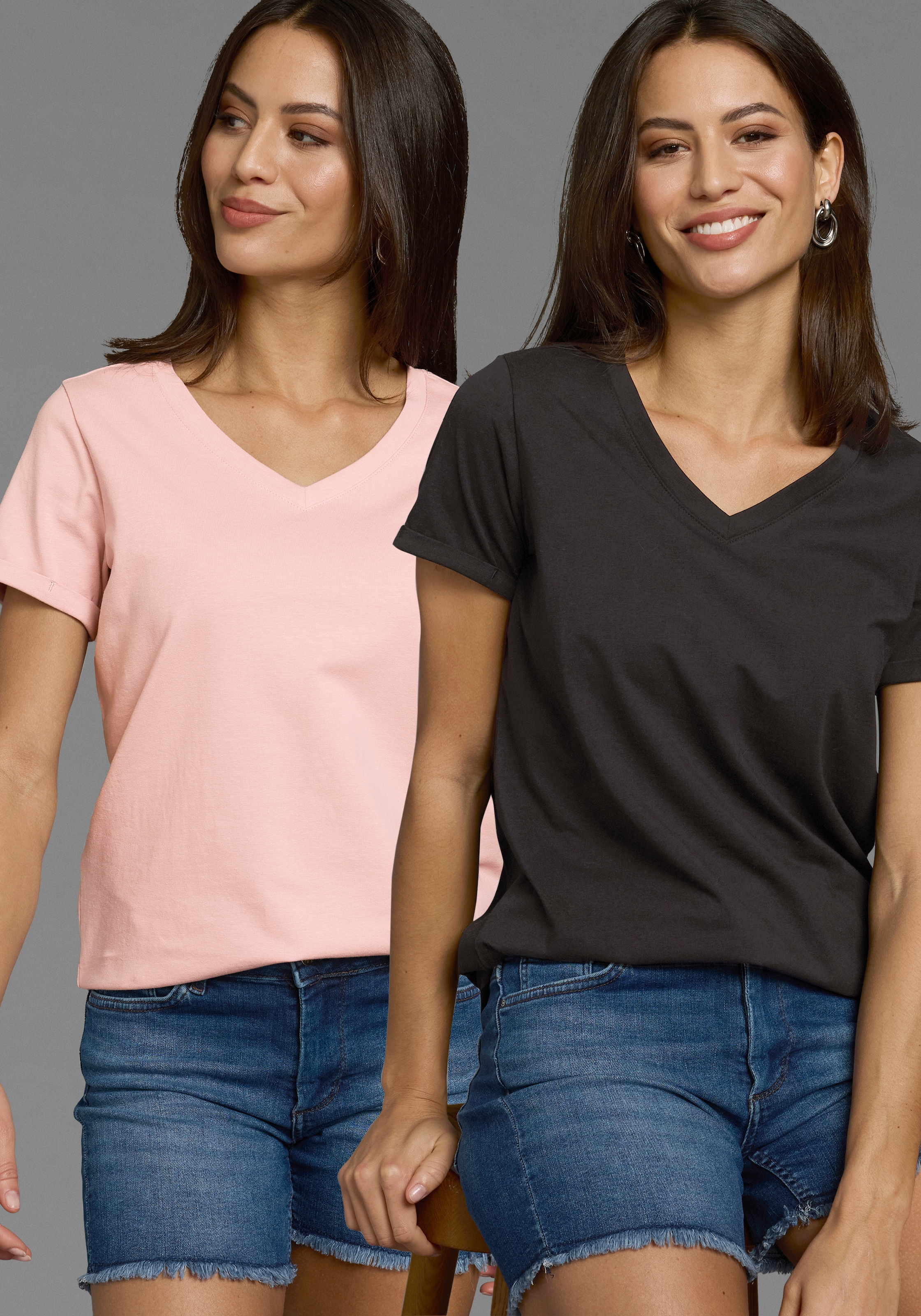 Laura Scott Longshirt , V-Ausschnitt
