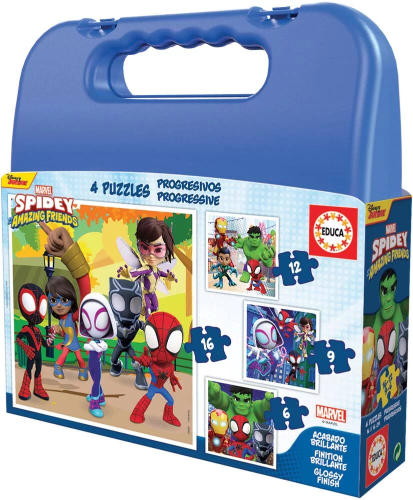 SPIDEY ET HIS AMAZING FRIENDS - PUZZLE MALLETTE PROGRESSIVE 6-9-12-16 PIECES