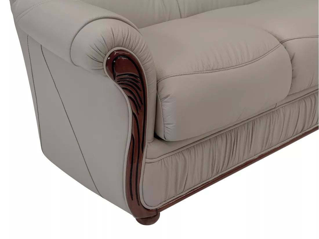 Canapé 3 places et fauteuil 100% cuir de buffle taupe DAPHNE