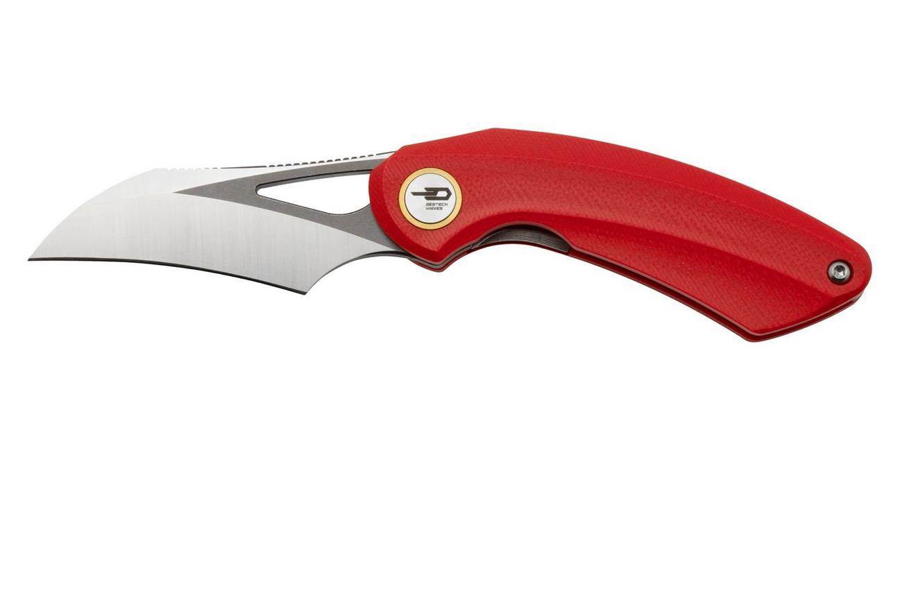 Bestech Bihai Grey DLC Stonewashed Satin, Red G10 BG53C-2 zakmes, Ostap Hel design