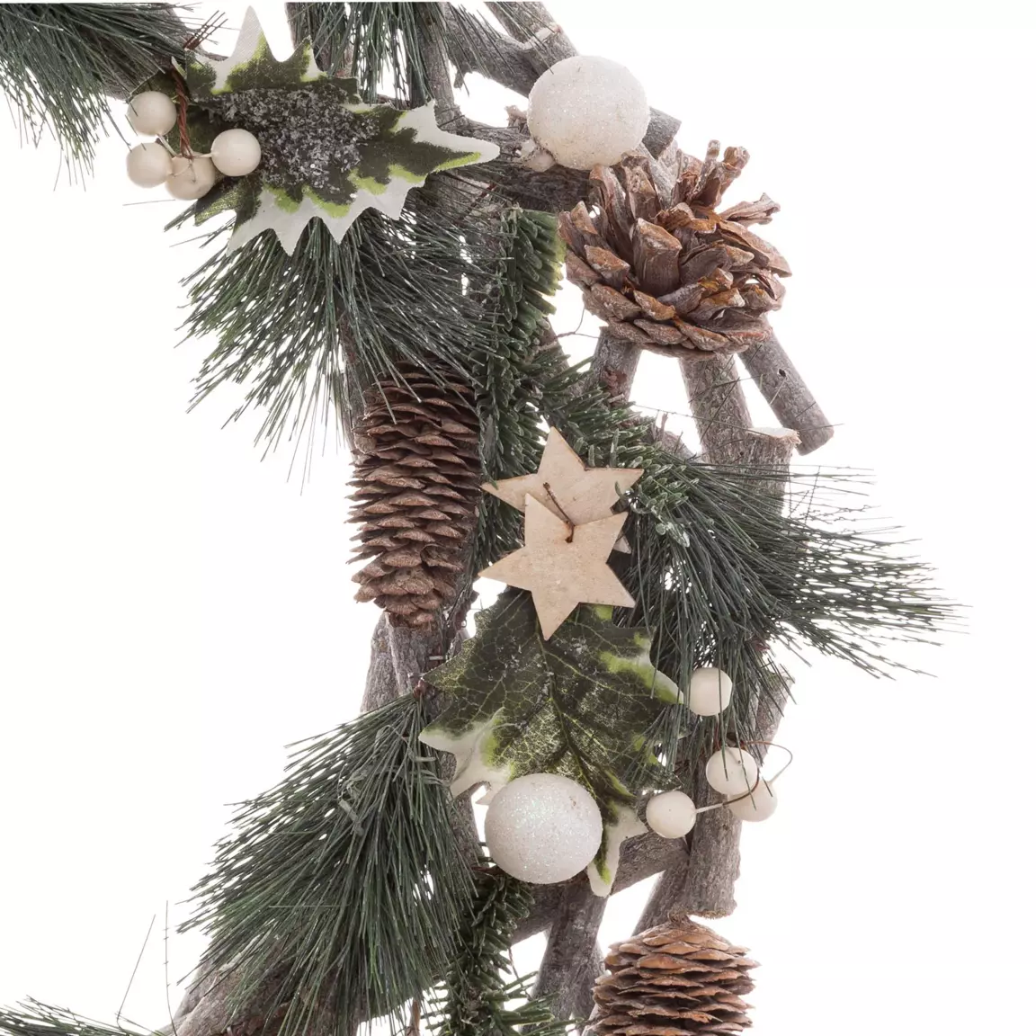 Couronne de Noël (D50 cm) Etoiles et pommes de pin