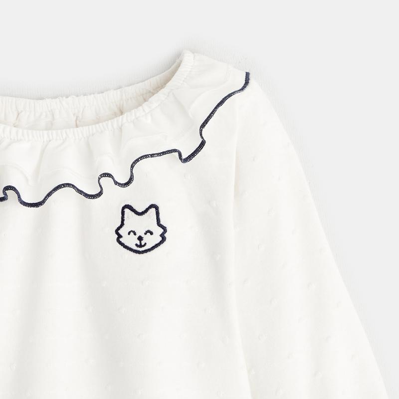 T-shirt à col volants fruits bleu bébé fille Bleu
