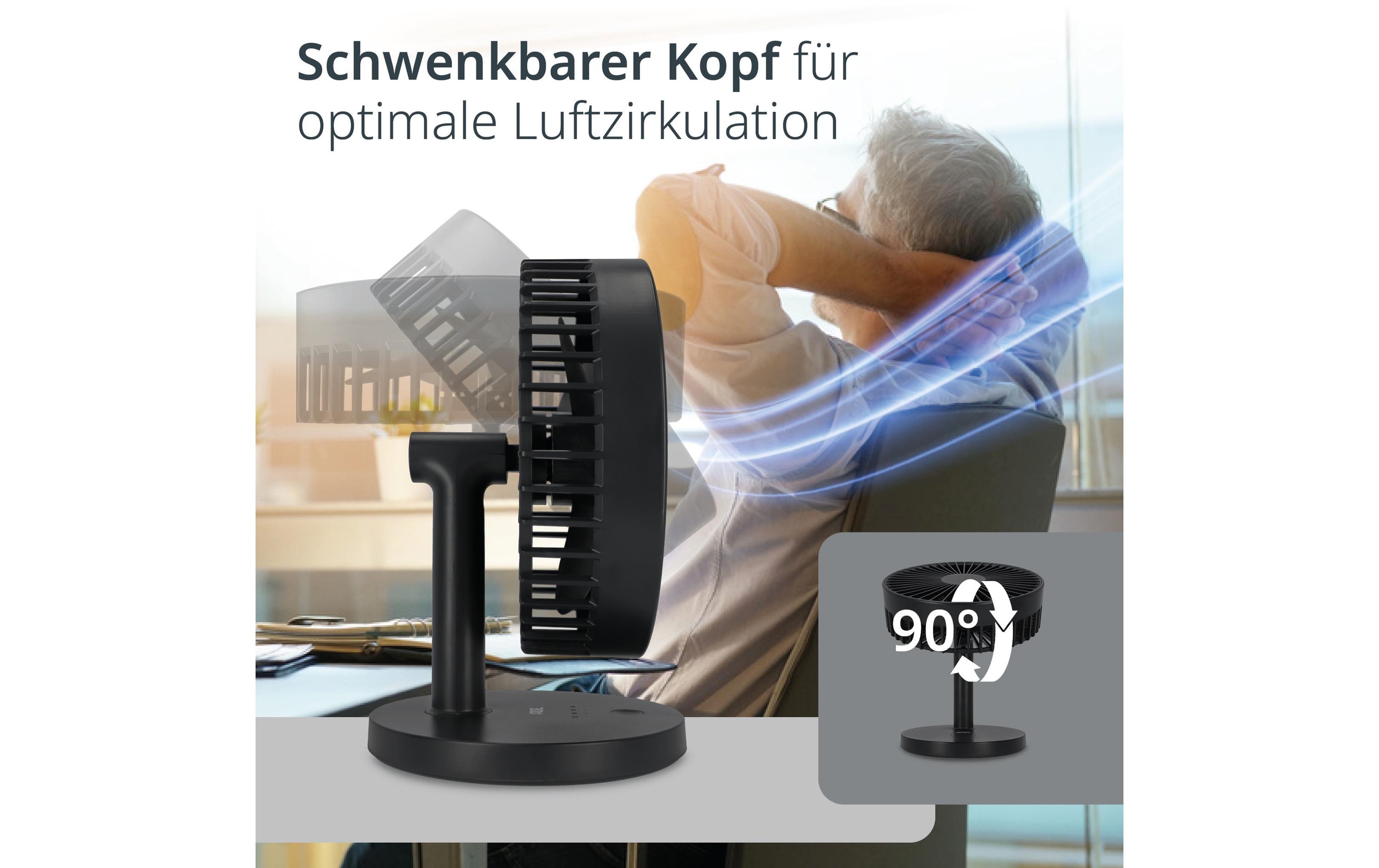 Tischventilator kabellos AnthrazitUltimativer Begleiter für heisse Sommertage