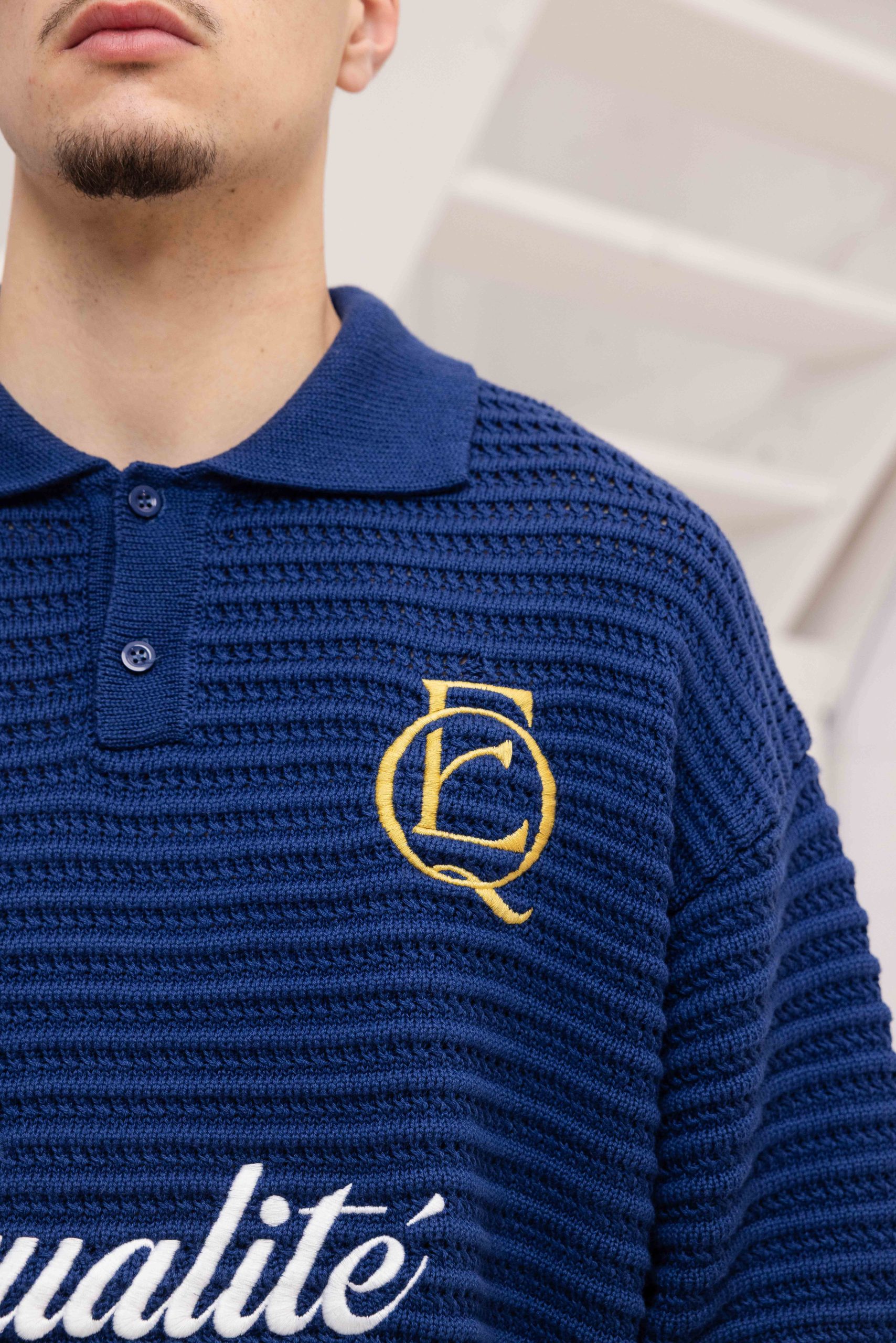 Equalité Heritage Rib Knit Polo Heren Donkerblauw