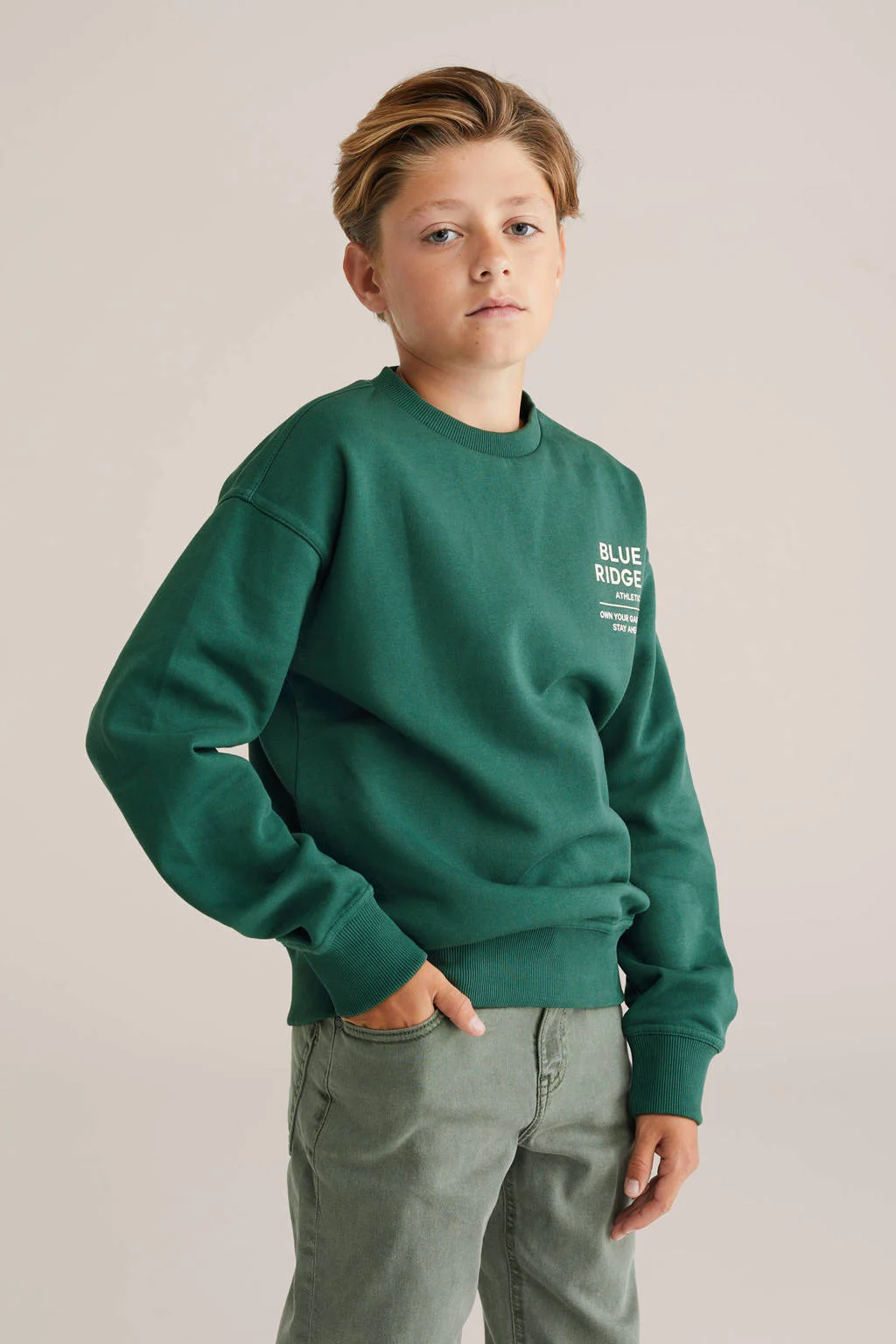 WE Fashion Blue Ridge sweater donkergroen
