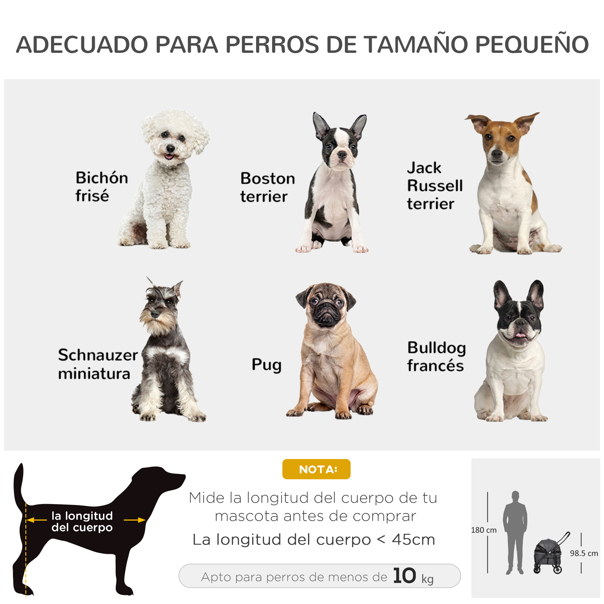 Carrinho para cães PawHut 2 em 1, dobrável, com 2 cintos de segurança, almofada e estrutura de aço, cinza escuro.