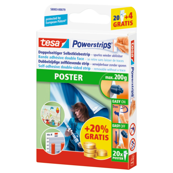 Tesa Powerstrip posterstrip wit (20 stuks)
