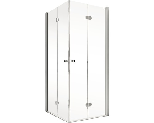 Hoekinstap als draaivouwdeur Schulte Garant 80x80 cm helder glasprofiel kleur aluminium