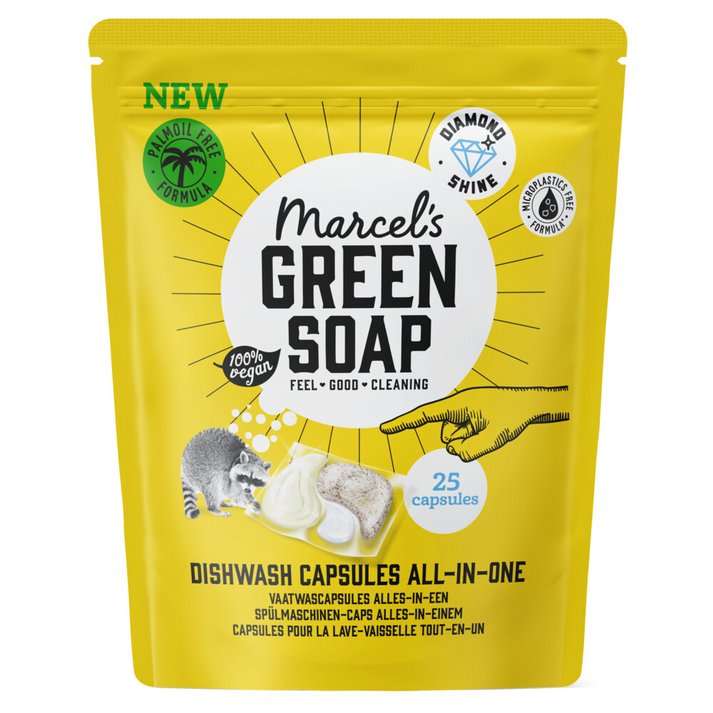 4x Marcel's Green Soap Vaatwascapsules Eco All-In-One25 stuks