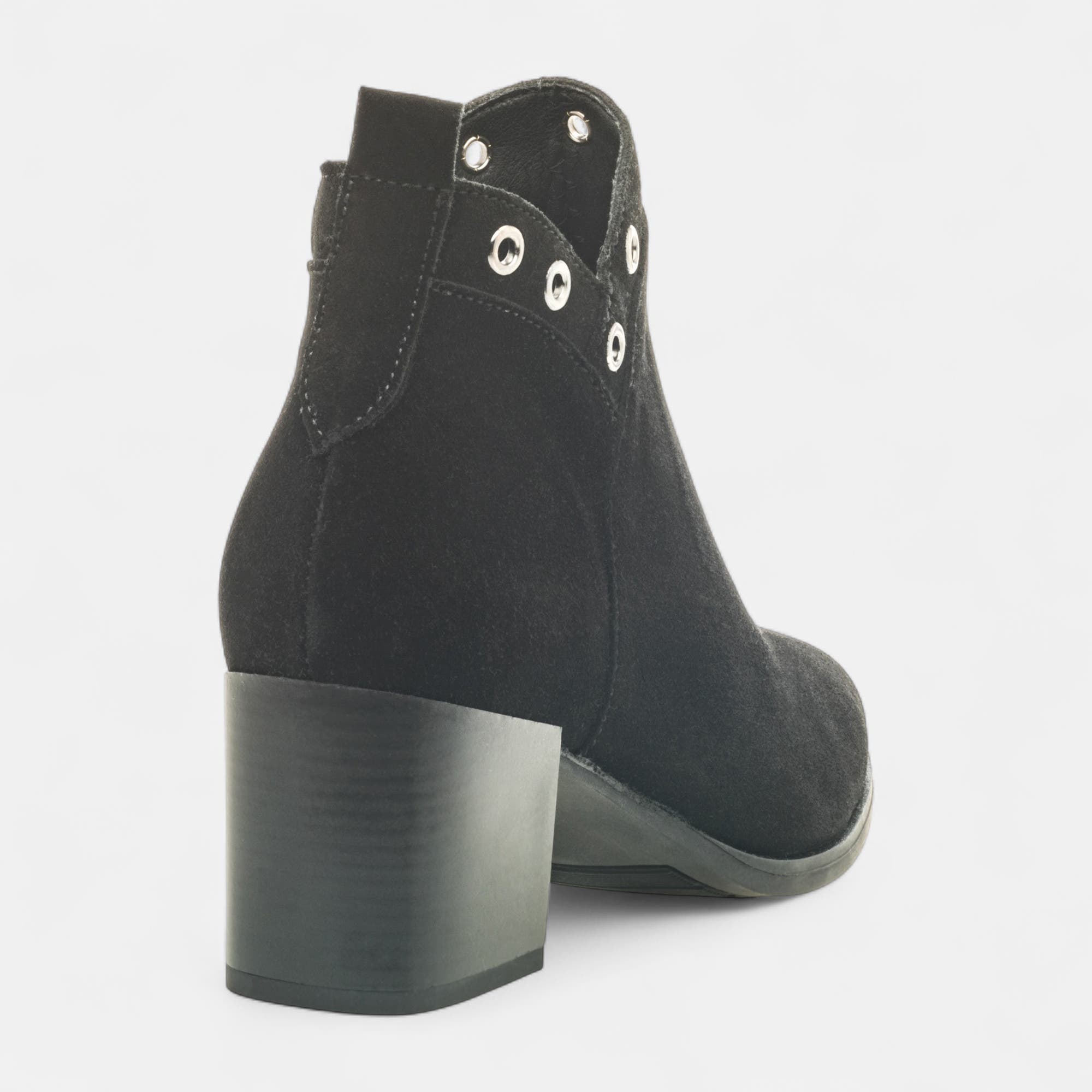 Boots à talon Femme en cuir noir