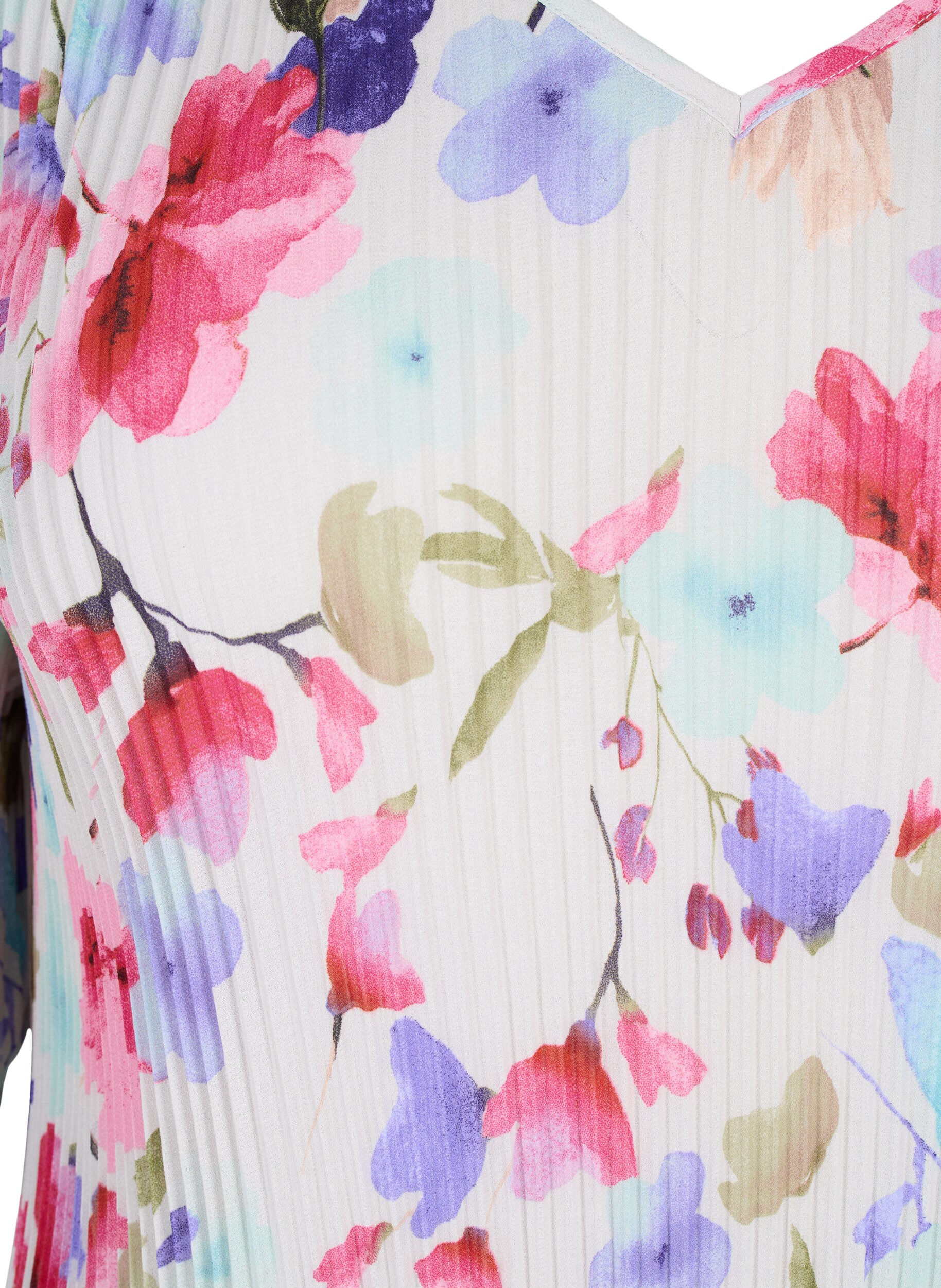 Blomstret bluse i plissé