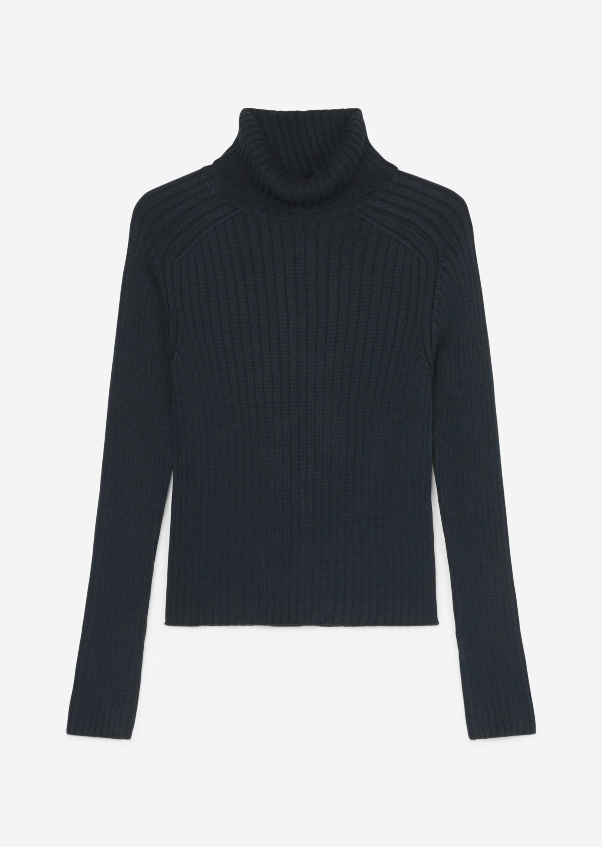 Gerippter Rollkragenpullover slim aus Organic Cotton