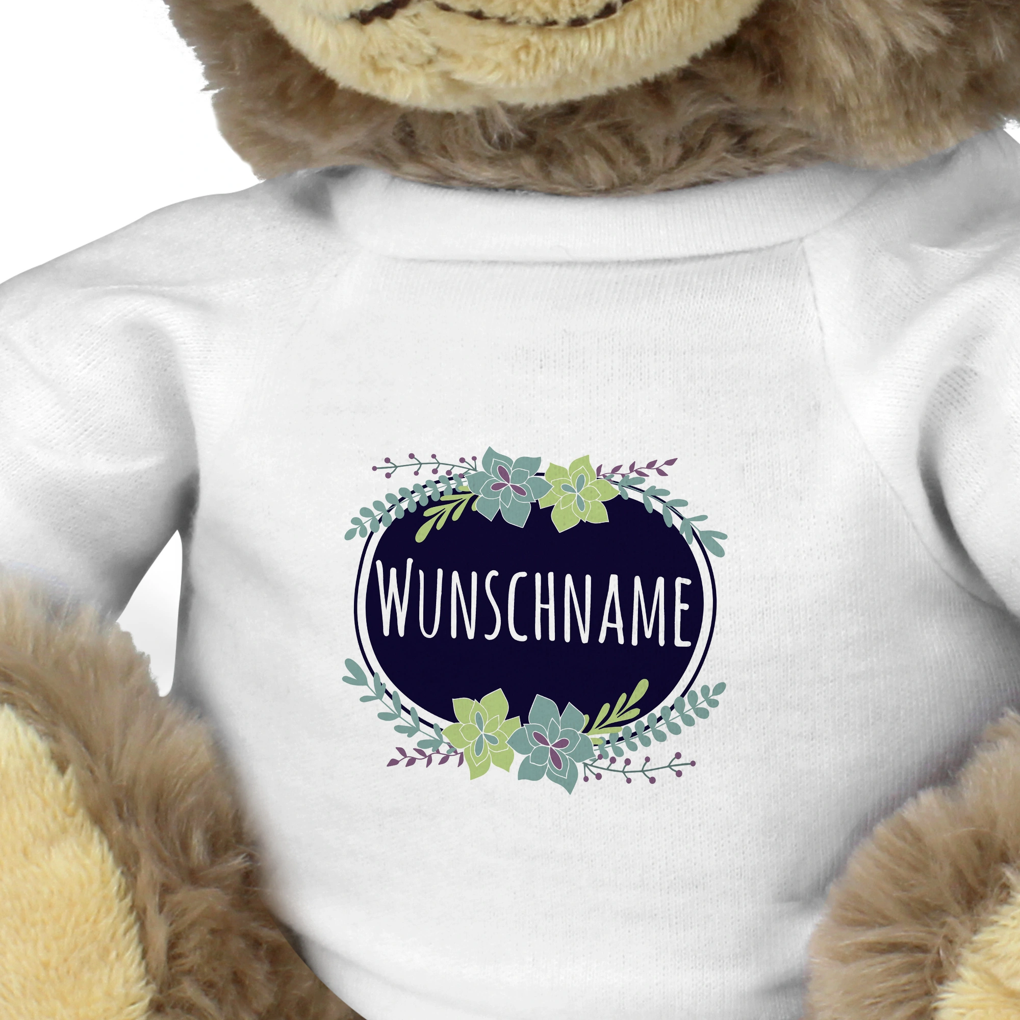 Teddy mit Namen (Motiv: Blumen)