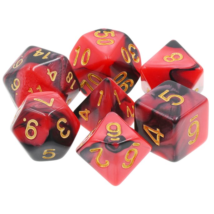 Set de dés de Jeu de Rôle : Rouge  et  Noir