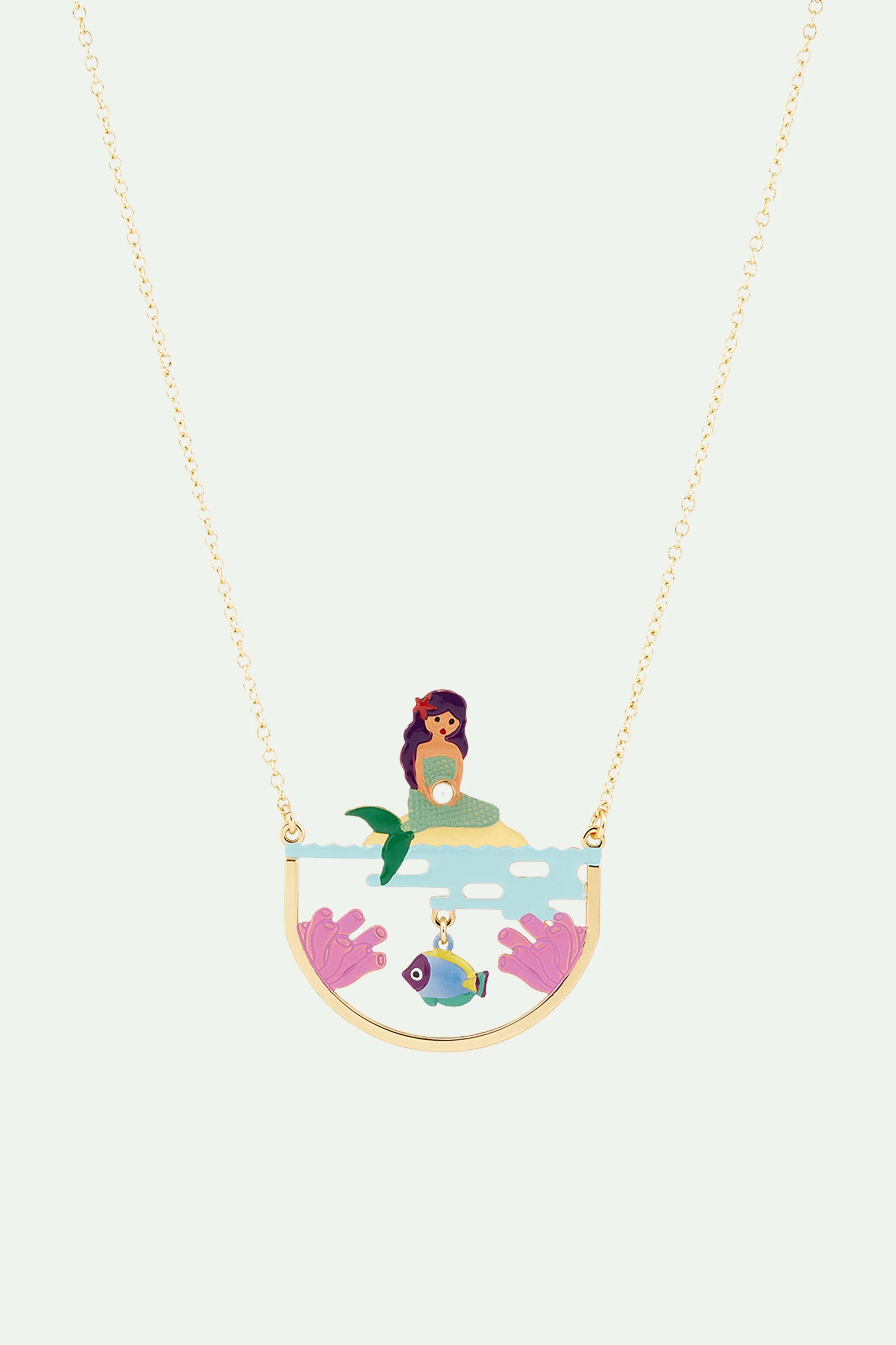 Collier plastron sirène et fond marin | Multicolore