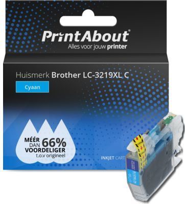 PrintAbout huismerk Inktcartridge LC-3219XL C Cyaan Hoge capaciteit Geschikt voor Brother