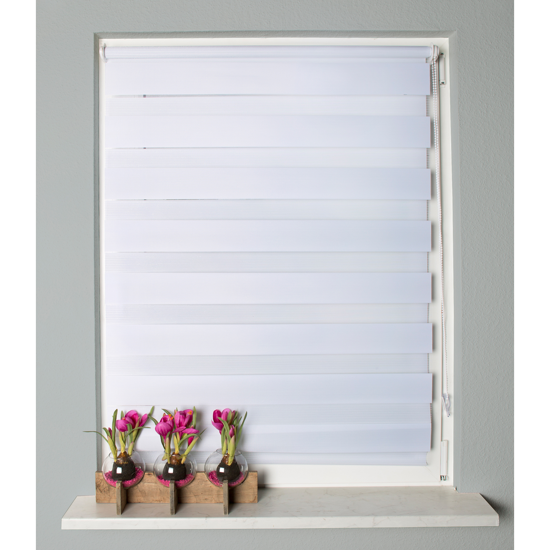 Kettenzugrollo ZEBRA - weiß - 40x150 cm