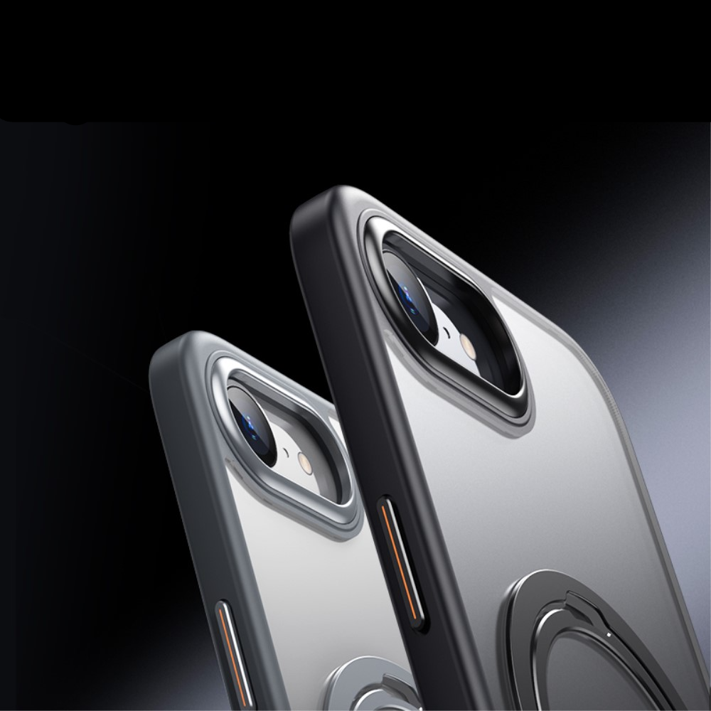 iPhone 16e MagSafe Hybrid Hardcase Hülle mit Acryl Rückseite und TPU Bumper   Kickstand Aufsteller - Schwarz