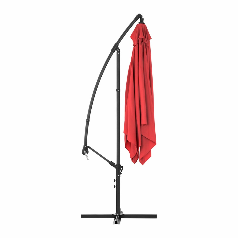 Parasol déporté - rouge - rectangulaire - 250 x 250 cm - inclinable