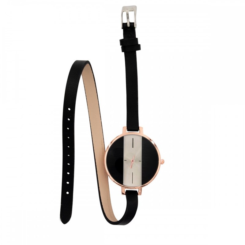 Coffret montre Femme M. JOHN bracelet Cuir Noir