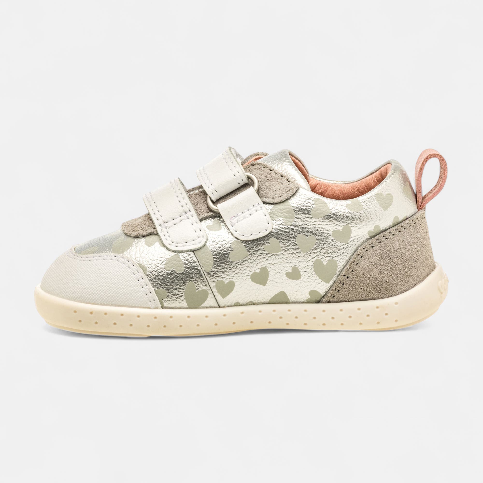 Baskets basses Bébé fille en cuir argent