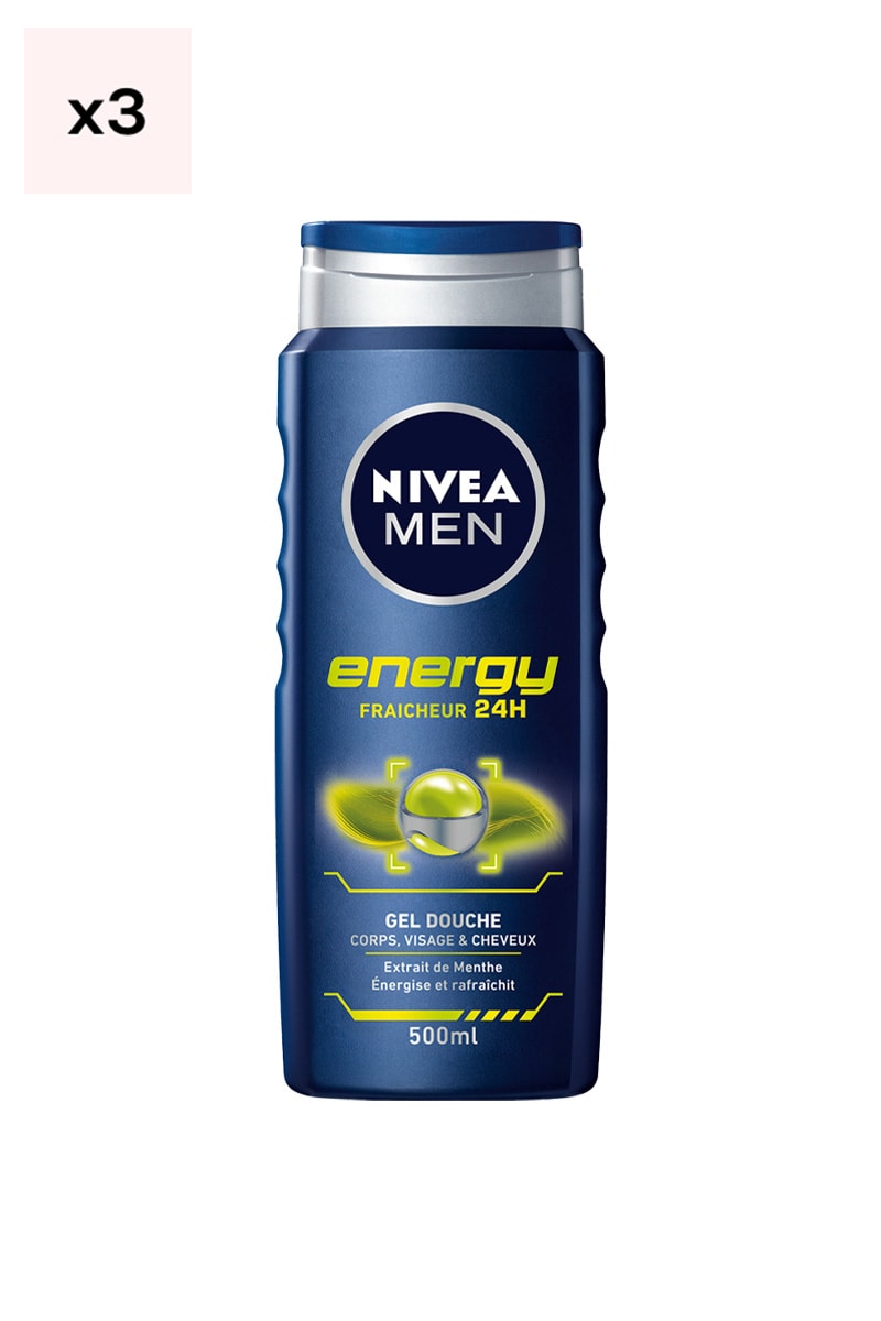 Gels douche 3-en-1 - Menthe - Visage, corps & cheveux - Homme - 3 x 500 ml