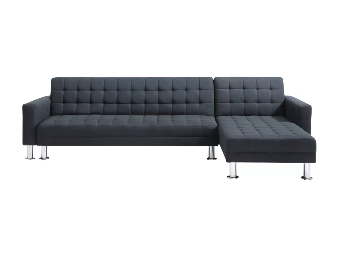 Canapé d'angle convertible et réversible en tissu noir WILLIS II