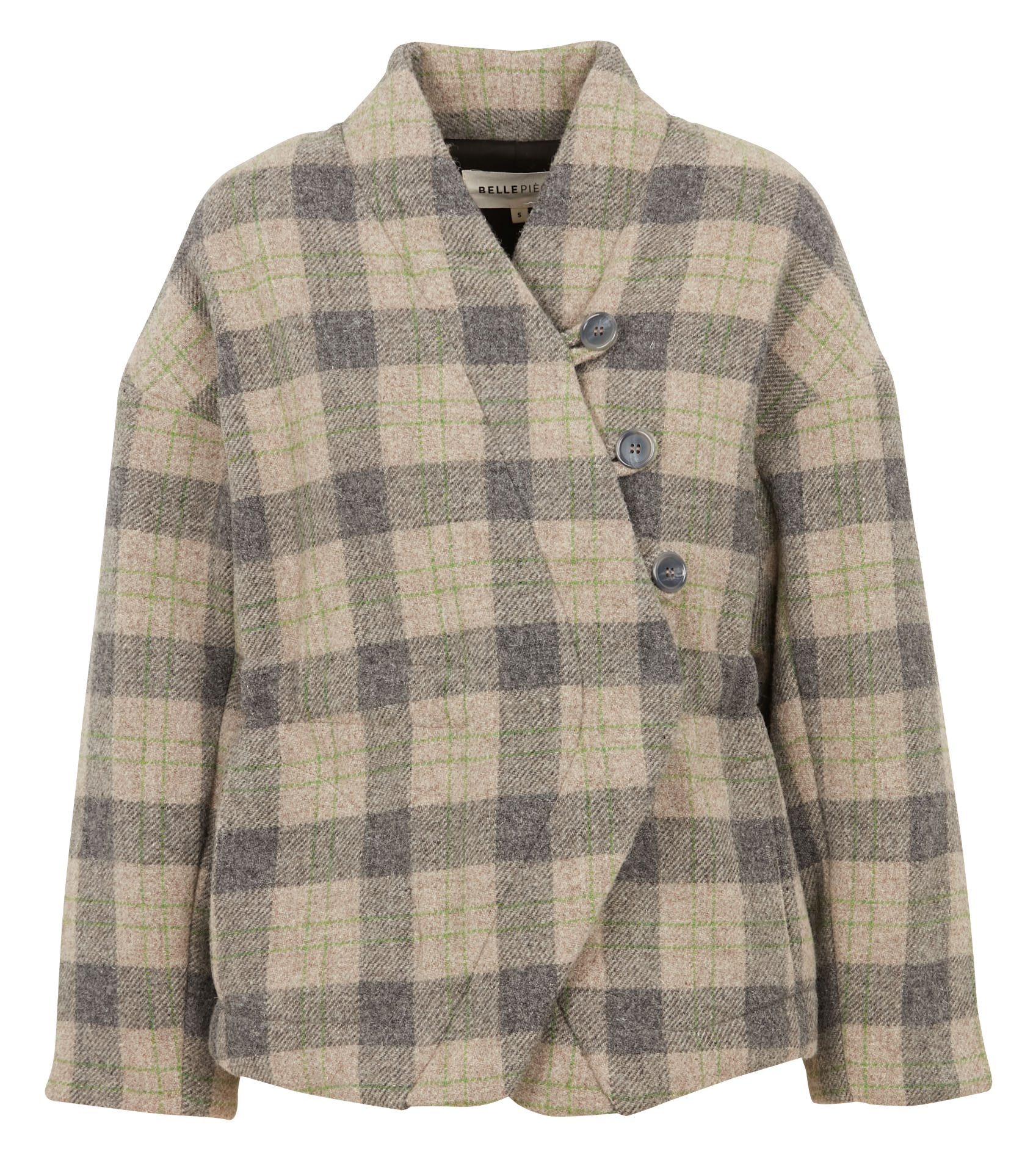 YORK - Veste courte col châle en laine| Beige