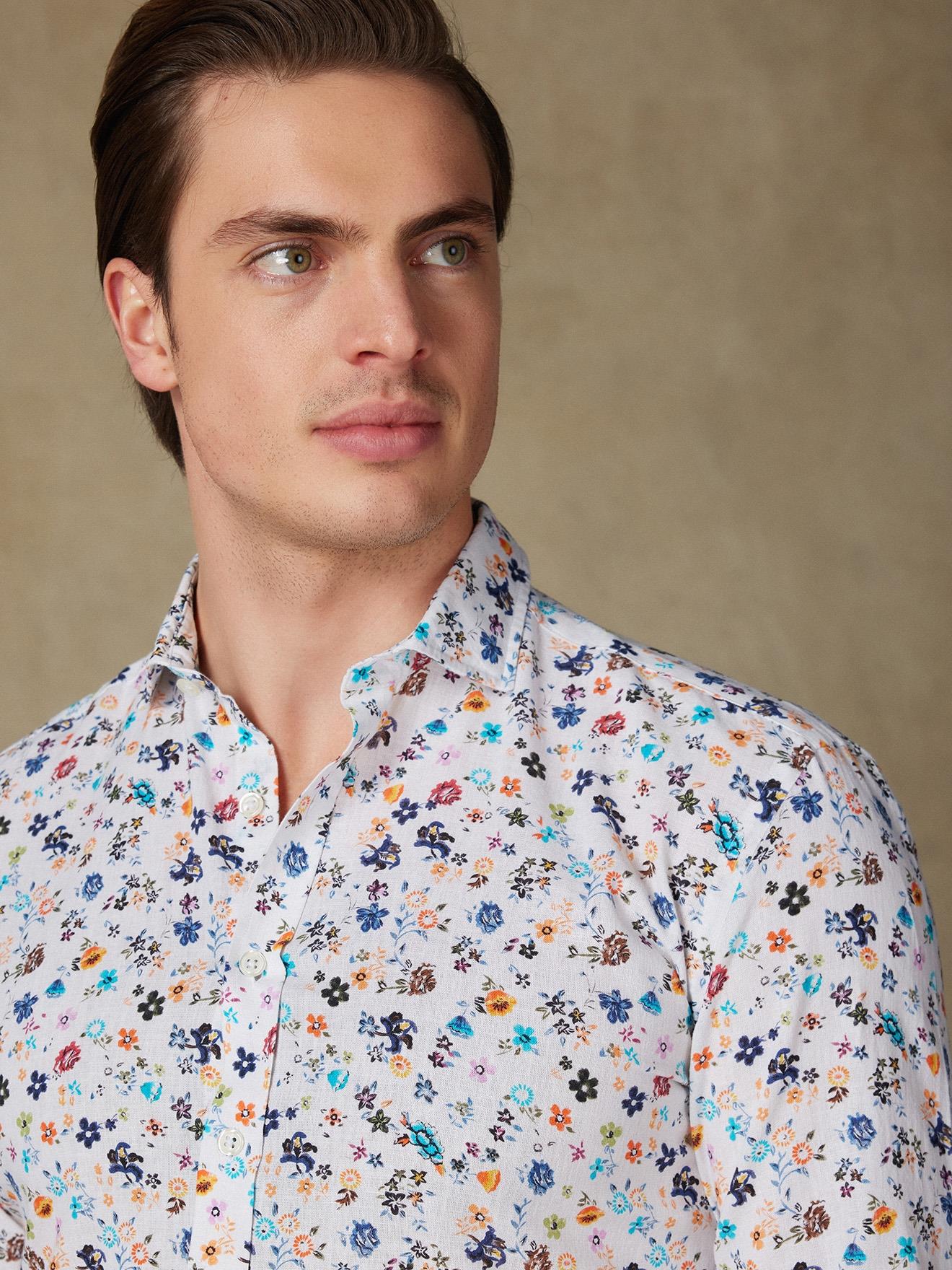 Chemise Sean en lin à motif floral